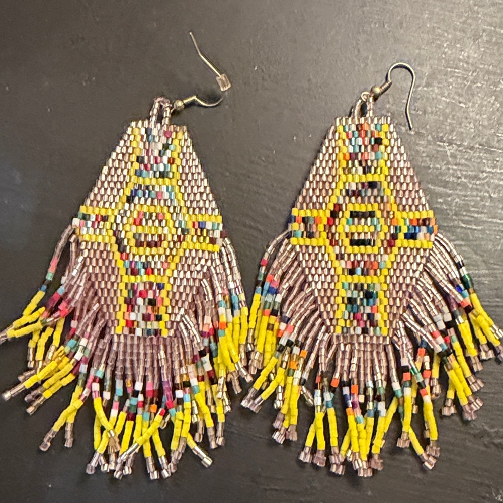 Handcrafted Beaded Fringe Earrings